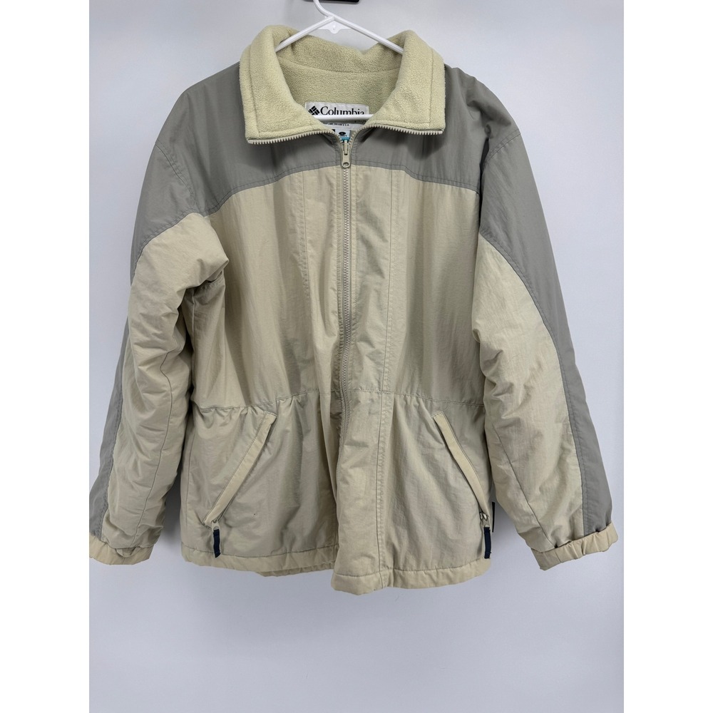 Columbia Sportswear Interchange Jacket Womens L Tan Grey Fleece Lined Full Zip